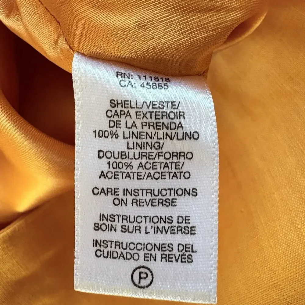 MICHAEL KORS Embroidered Floral Eyelet Linen‎ Skirt | Size 14 Yellow Lined Boho